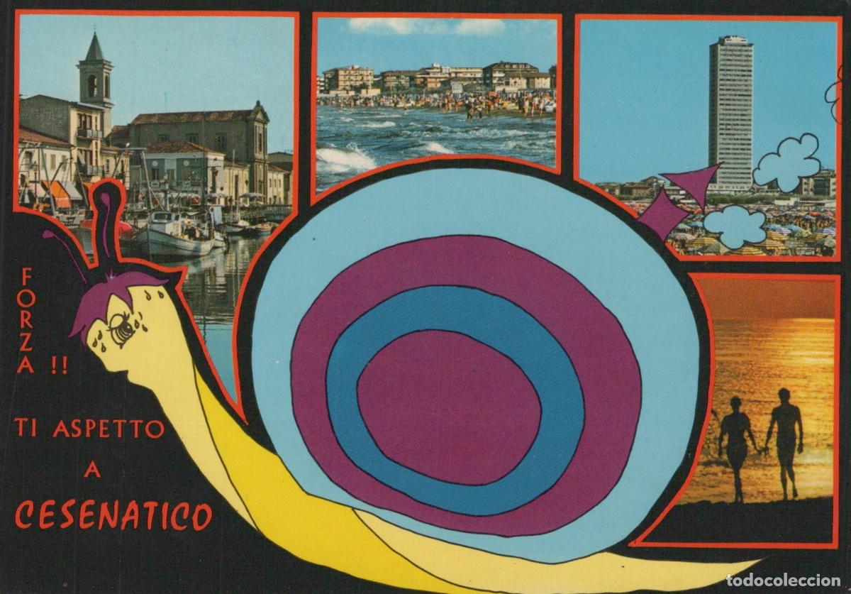 Postcards: Italy Cesenatico Collage Snail Beach Seafront Harbor Modern Unposted *YAP227