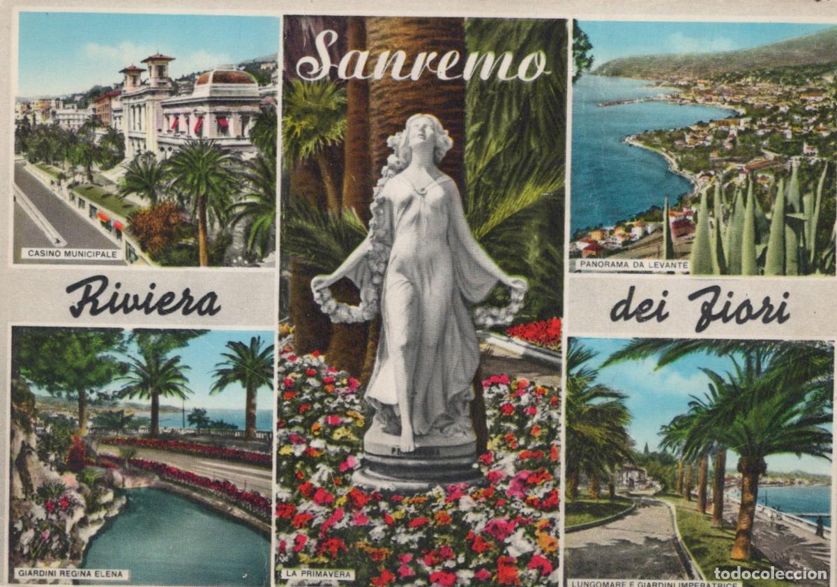 Postcards: Italy Sanremo Casino la Primavera Statue Coastal Panorama Unposted *YAP229