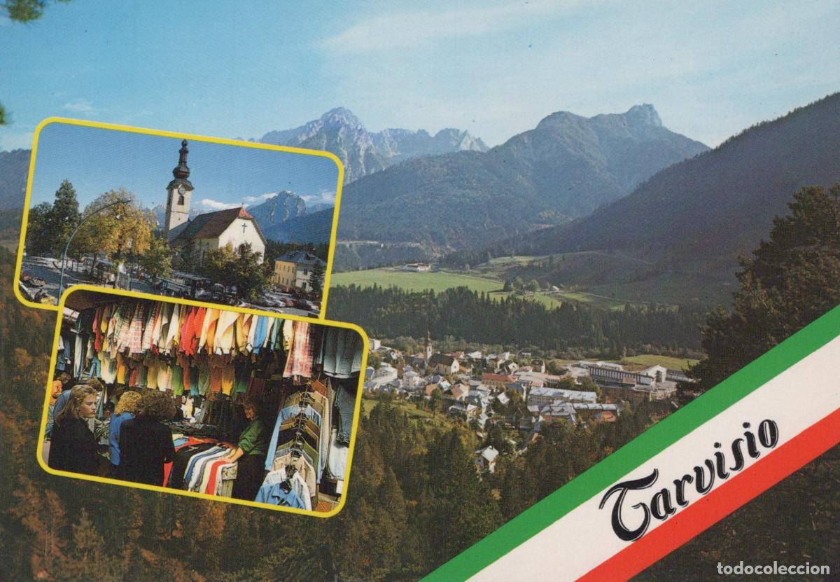 Postcards: Italy Tarvisio Mountain Village With Church and Market Scene Unposted *YAP242
