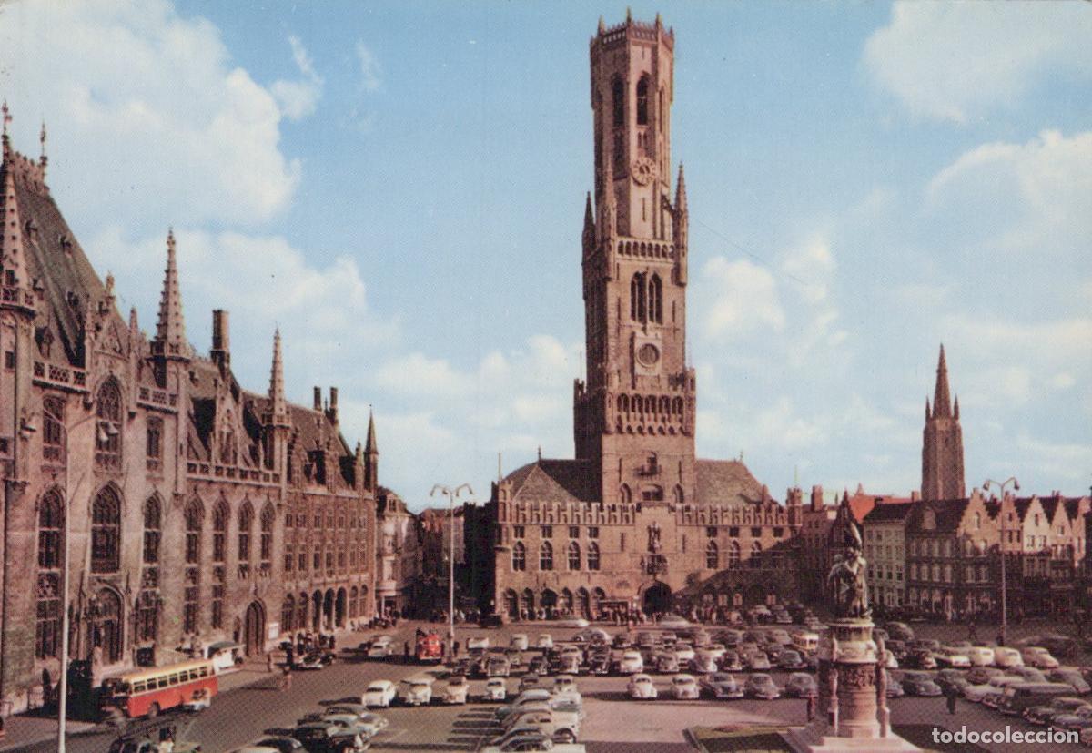 Cartes Postales: Belgium Bruges Belfry of and Market Square With Parked Cars and Unposted *YAP186