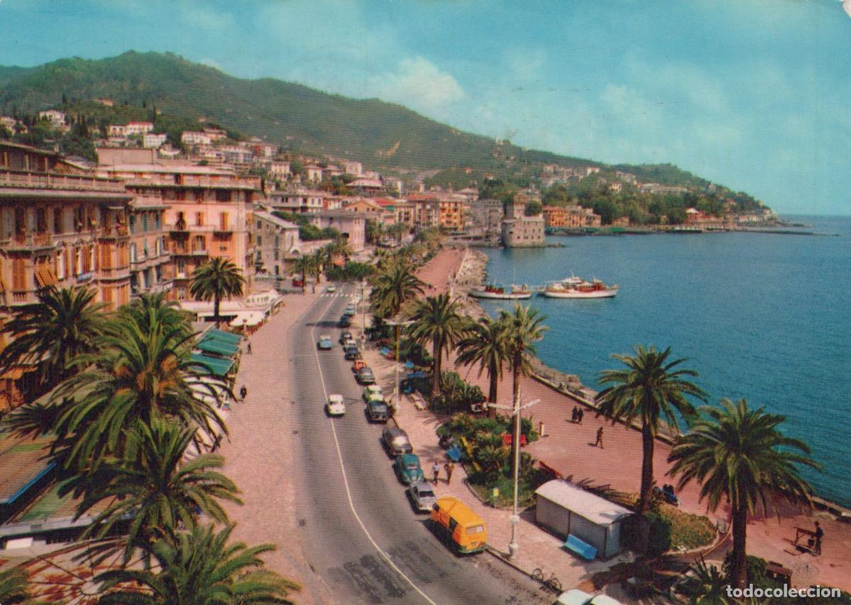 Cartes Postales: Italy Rapallo Coastal Road Castle Palm Trees Ligurian Sea View *YAP292