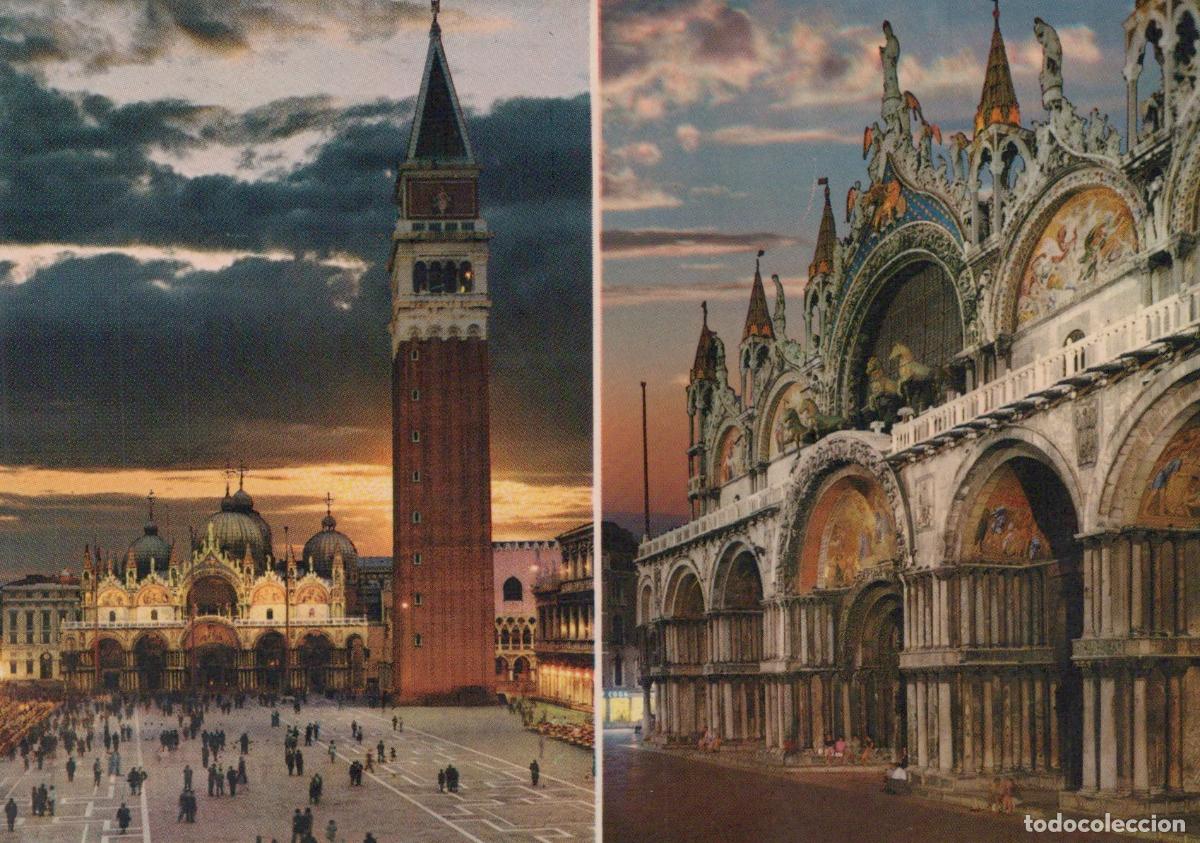 Cartes Postales: Italy Venice St Mark S Square Basilica At Sunset Vintage Unposted *YAP208