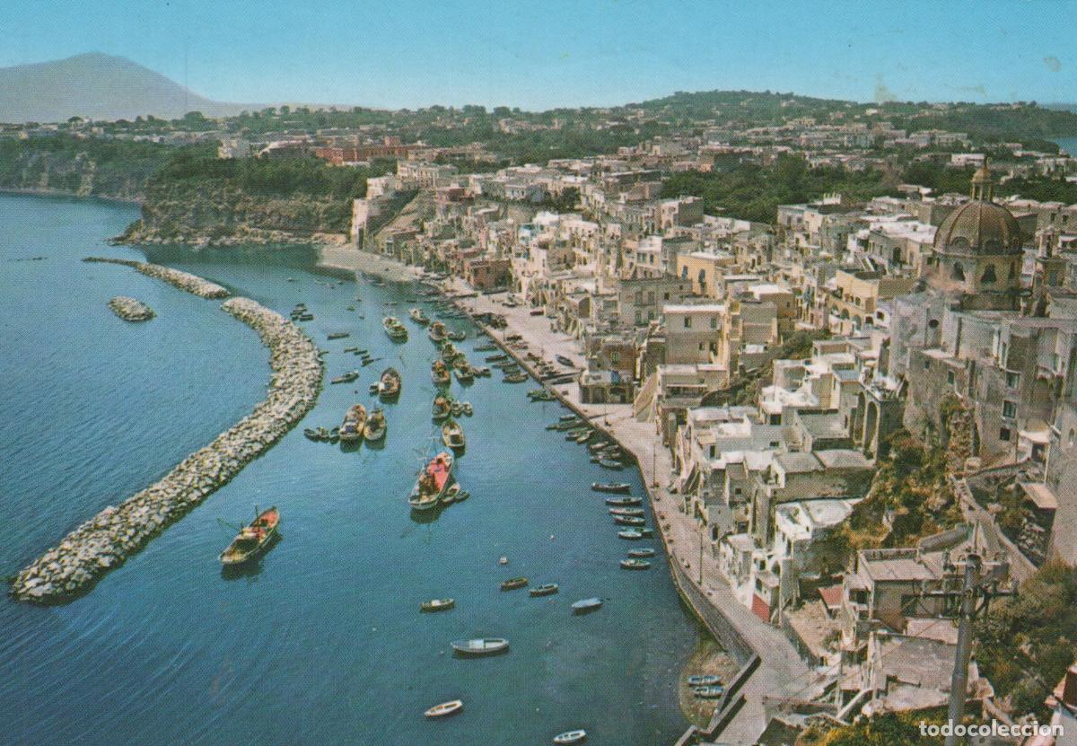 Cartes Postales: Italy Procida Island Corricella Fishing Village Harbor Boats Aerial View *YAP317