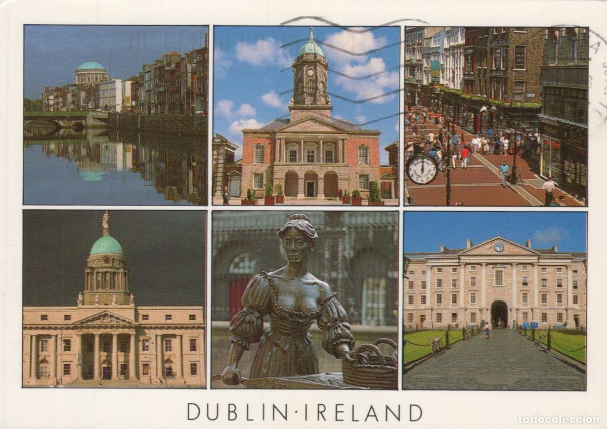 Postales: Ireland Dublin Collage of City Views Architecture River Liffey Statue *YAP218