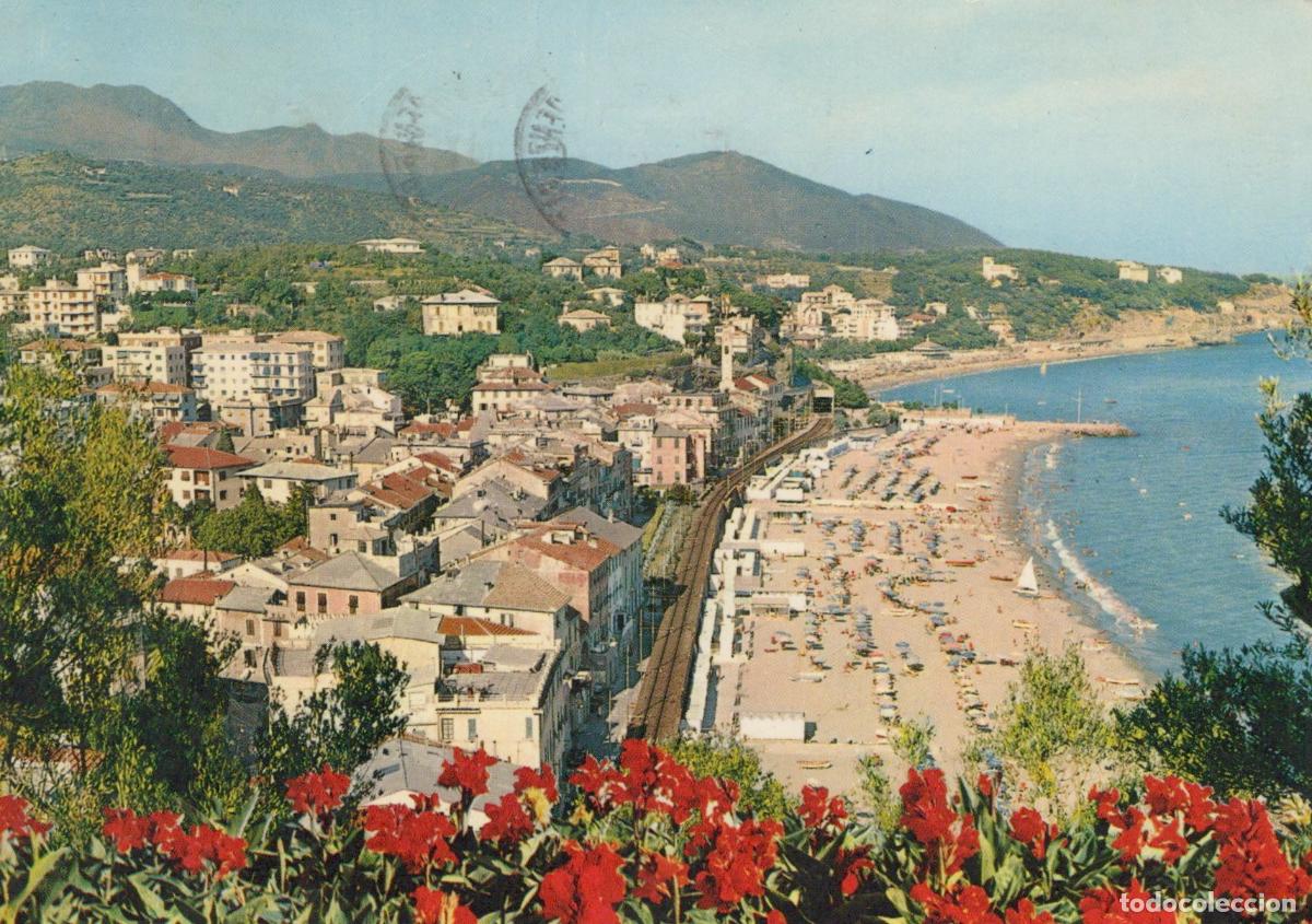 Postcards: Italy Celle Ligure Panoramic View of Town Beach and Mountains *YAP228