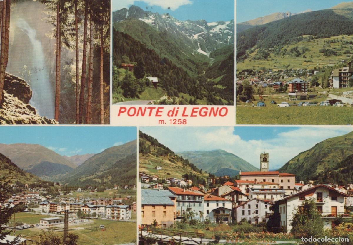 Postcards: Italy Ponte DI Legno Mountain Village Waterfall Panorama *YAP363