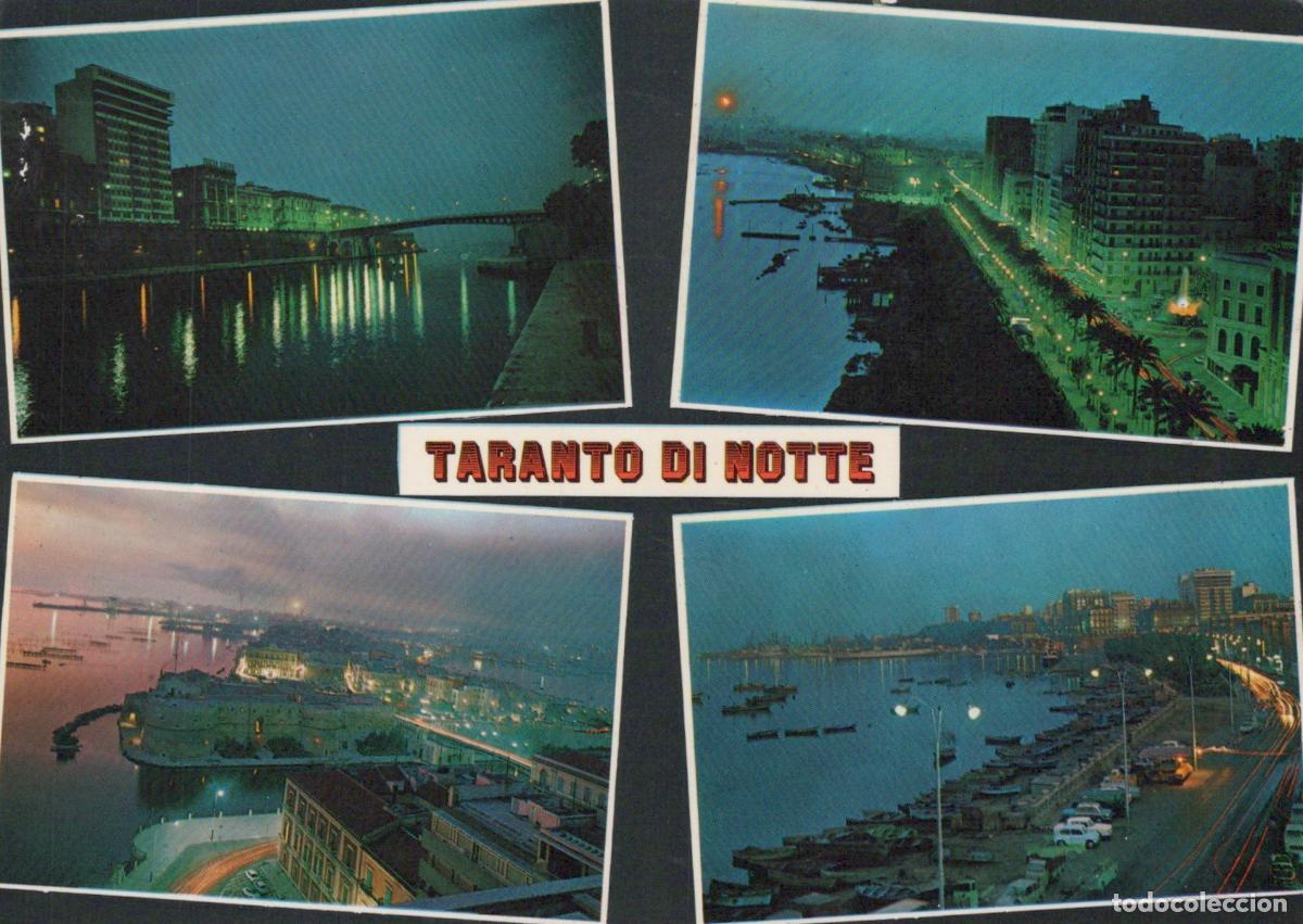 Postcards: Italy Taranto By Night Cityscape Waterfront Bridges Boats Architecture *YAP373