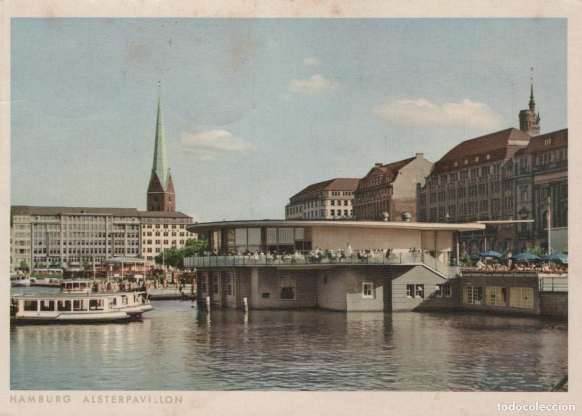 Postcards: Germany Hamburg Alsterpavillon With Boat On Lake *YAP241