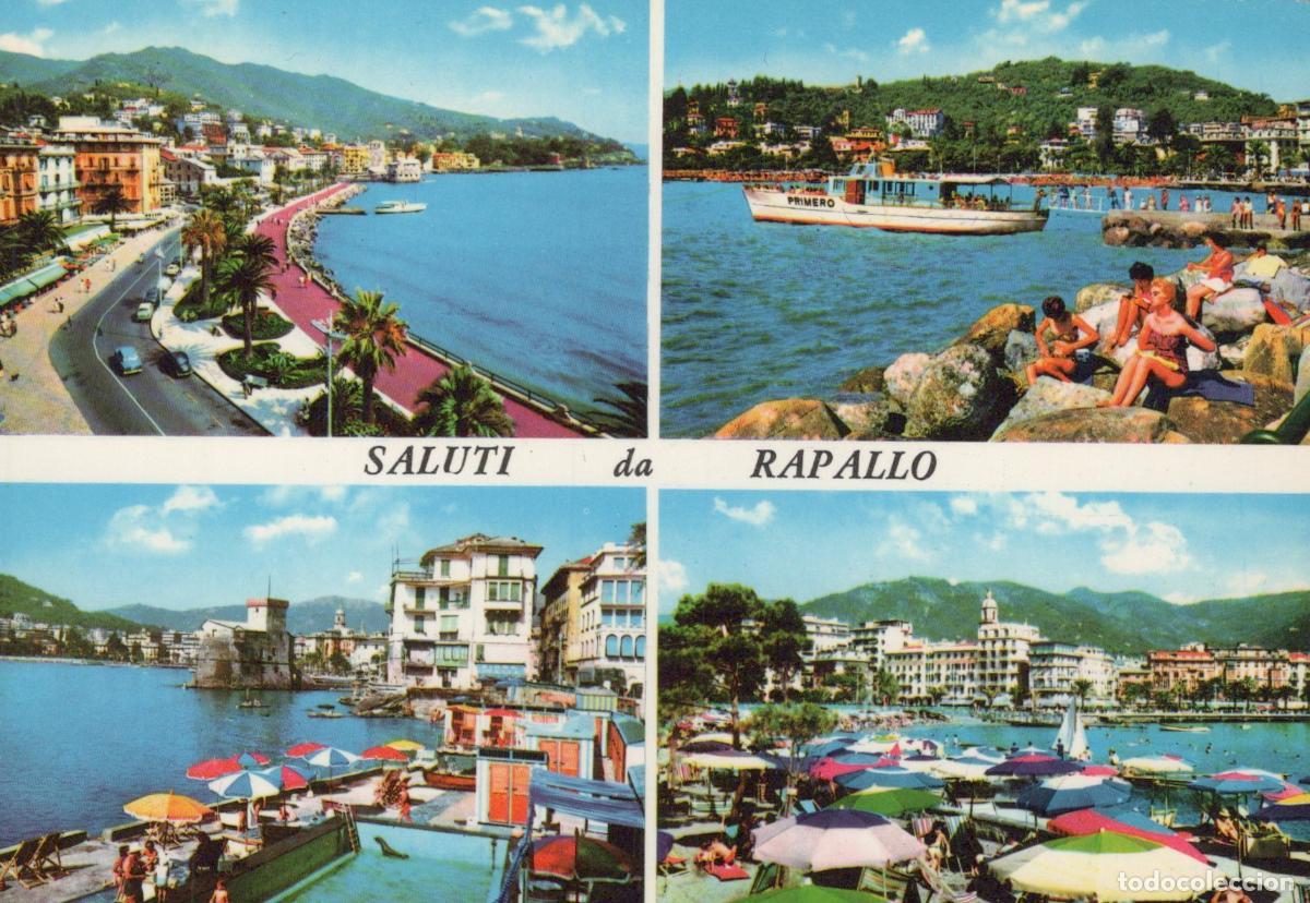 Postcards: Italy Rapallo Coastal Views Beach Harbor Town People Boats Unposted *YAP245