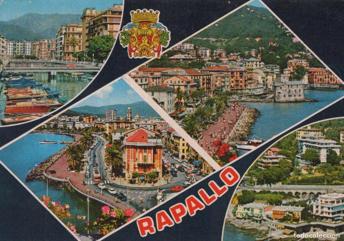 Cartes Postales: Italy Rapallo Coastal Town Collage With Harbor Buildings and Mountains *YAP395