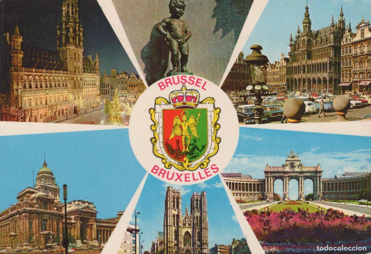 Postcards: Belgium Brussels Manneken Pis Grand Place Architecture Collage *YAP410