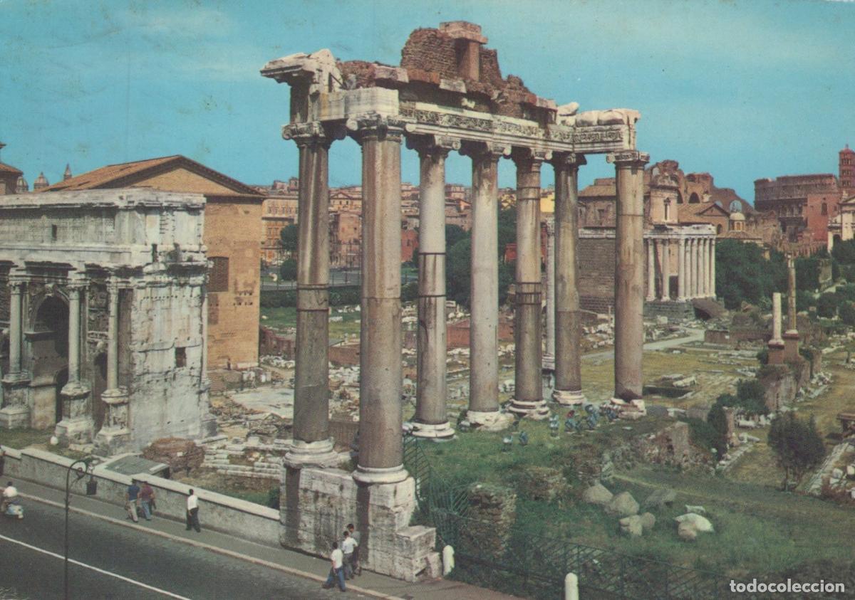 Cartes Postales: Italy Rome Ancient Roman Forum Ruins With Temple of Saturn Columns *YAP265