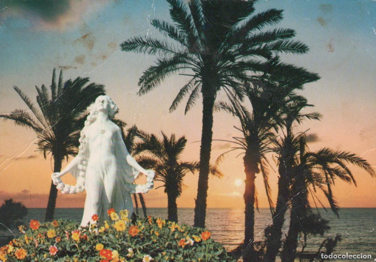 Cartes Postales: Italy Sanremo Riviera Dei Fiori Statue of Spring Sunset Palm Trees *YAP271