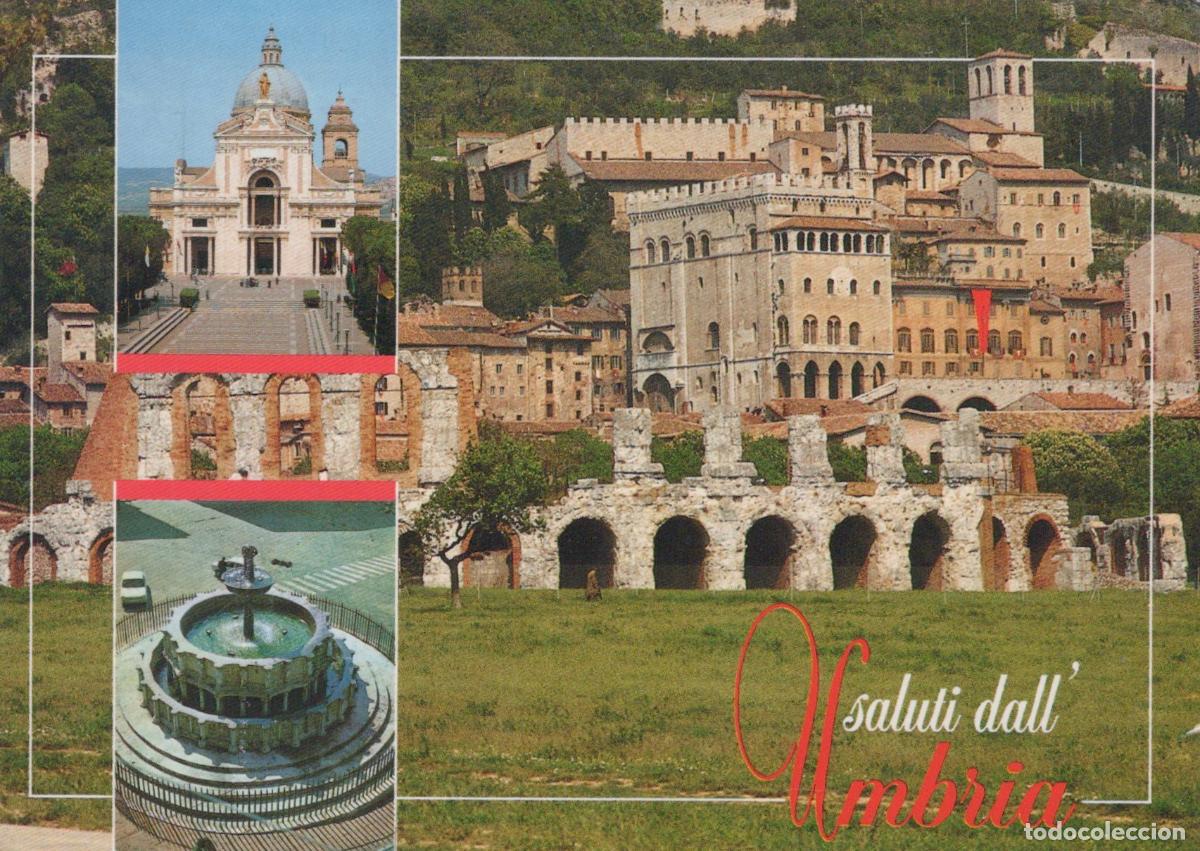 Cartes Postales: Italy Gubbio Panoramic View Roman Theatre Cathedral Fountain *YAP453