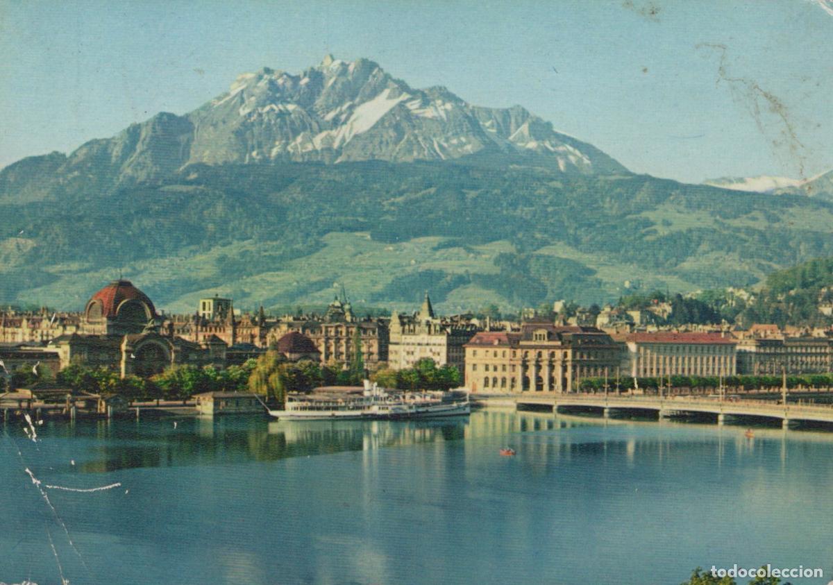 Cartes Postales: Switzerland Lucerne Cityscape Lake Pilatus Mountain View Vintage *YAP276