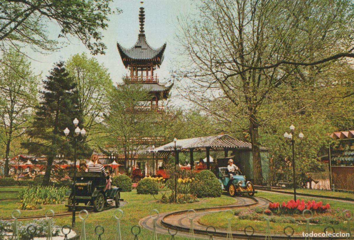 Postais: Denmark Copenhagen Tivoli Gardens Chinese Tower Vintage Car Ride *YAP281