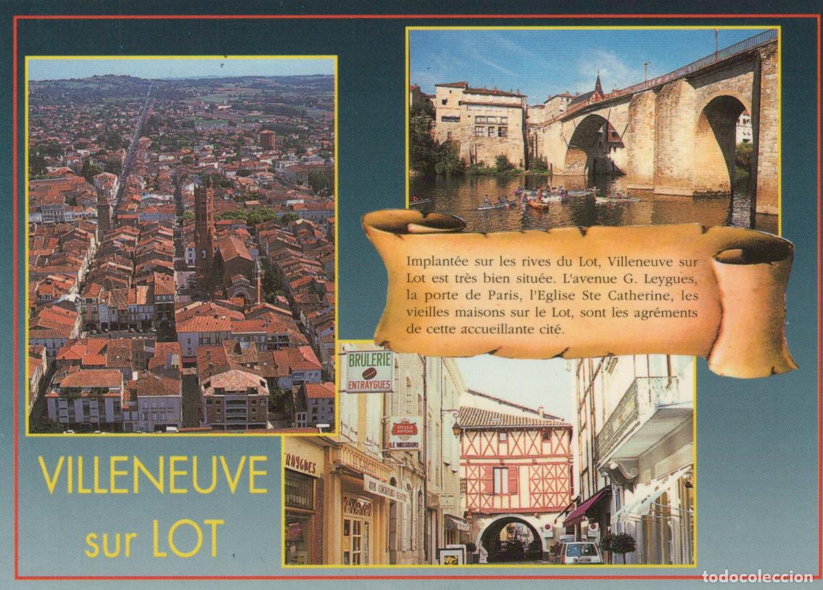 Postais: France Villeneuve sur Lot Panoramic View Bridge Old Town Street Unposted *YAP568