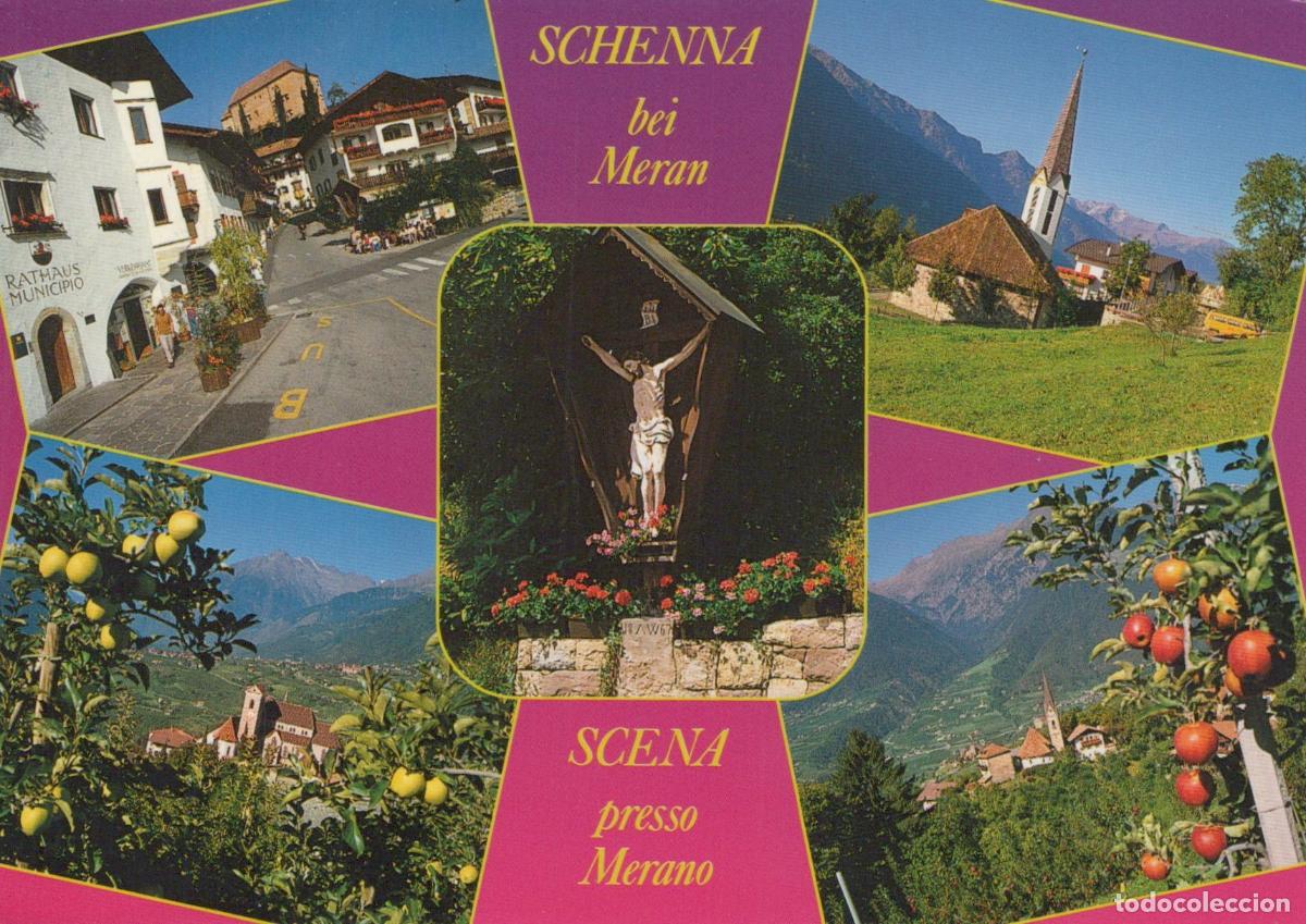 Postais: Italy Schenna Bei Meran Multi View Town Church Crucifix *YAP331