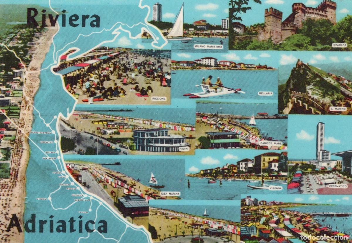 Postais: Italy Rimini Riviera Adriatica Multi View Beaches Castles Cities *YAP336