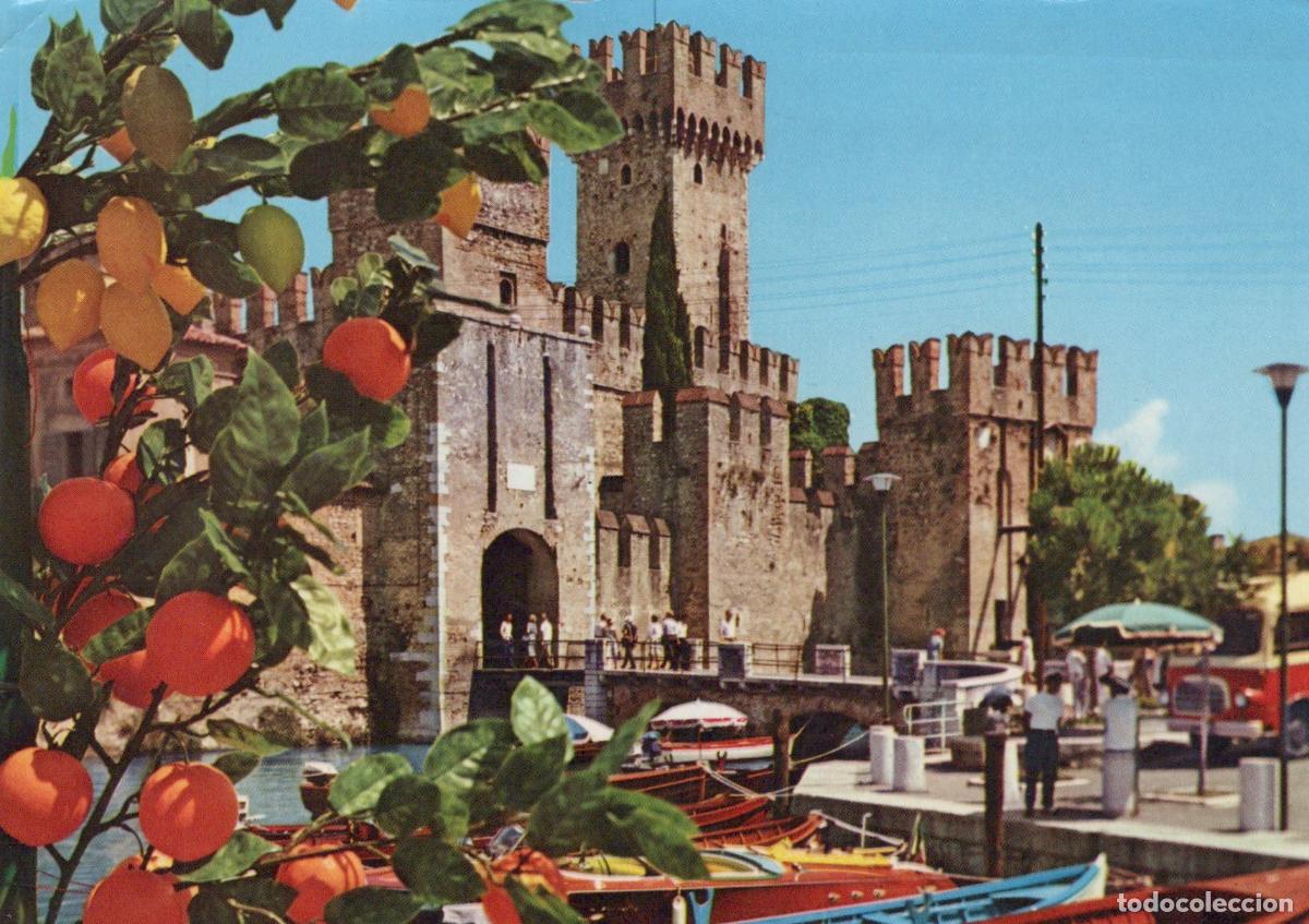 Postales: Italy Sirmione Scaliger Castle and Harbor With Boats and Citrus Tree *YAP339