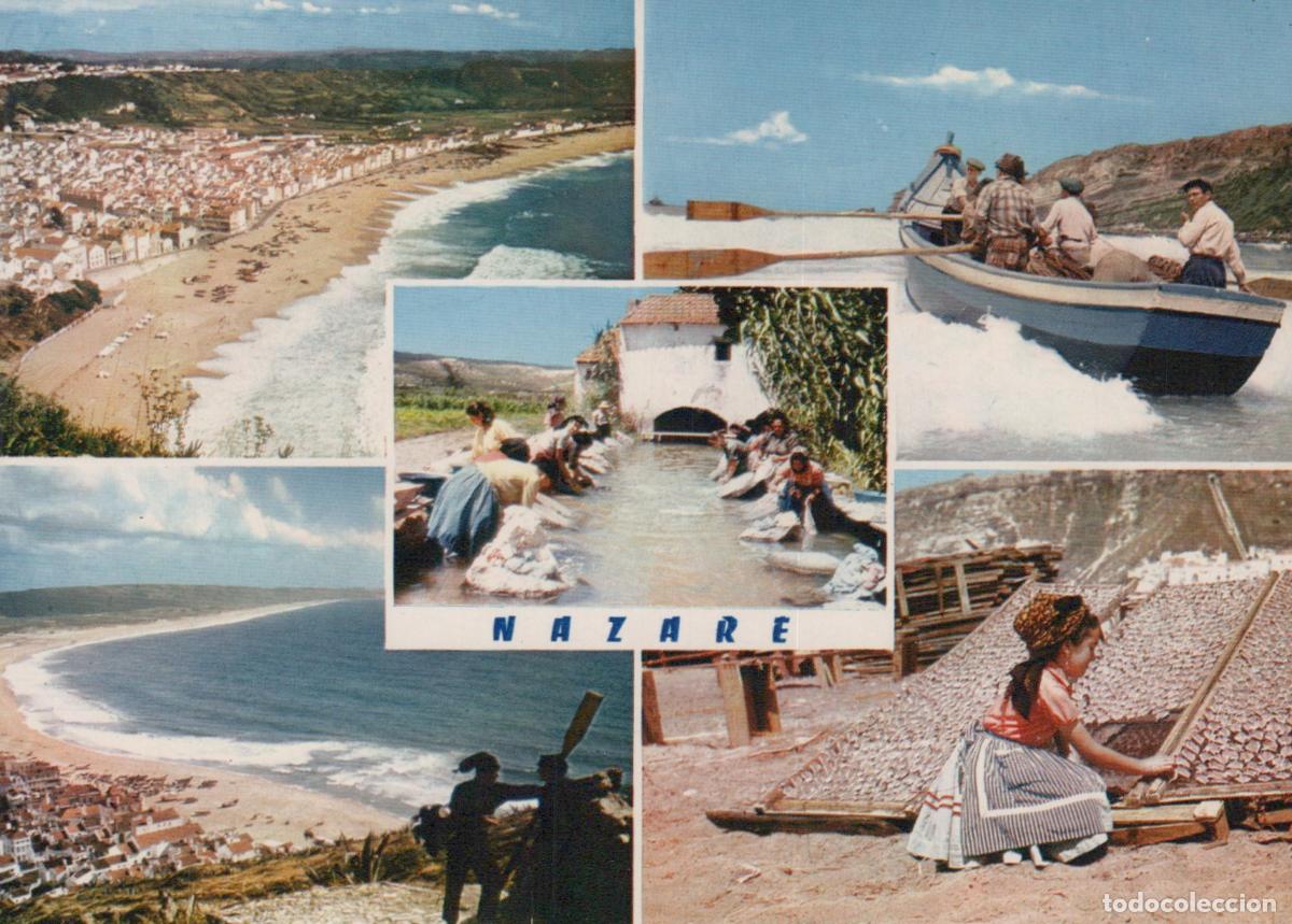 Postkarten: Portugal Nazar&eacute; Multi View Fishermen Beach Women Washing Unposted *YAP605