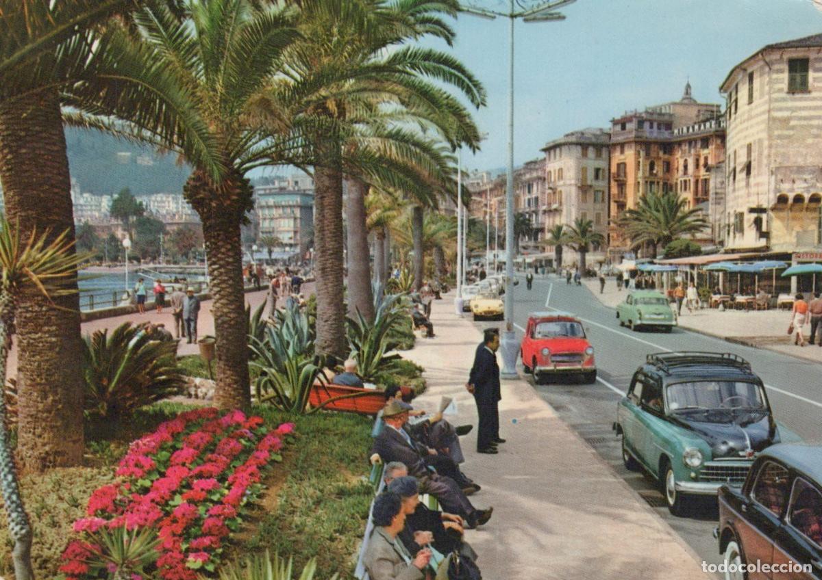 Postkarten: Italy Rapallo Lungomare Coastal Promenade With Palm Trees and Vintage *YAP613