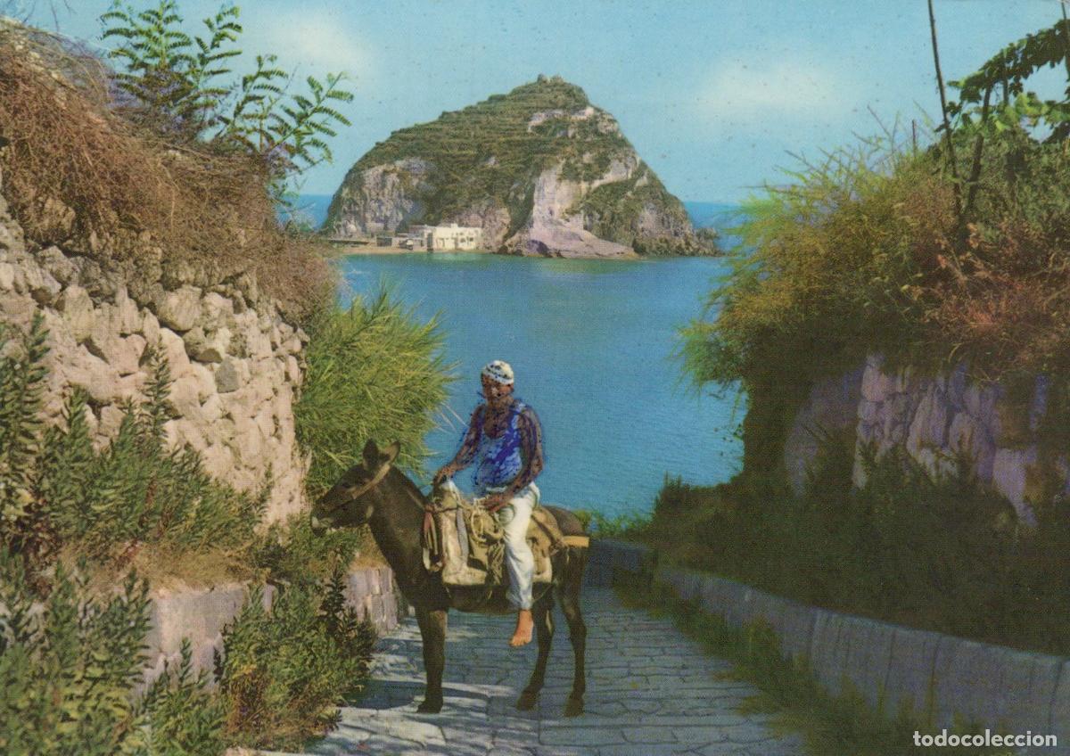 Postais: Italy Ischia S Angelo Donkey Rider On Path With Castello in Background *YAP648