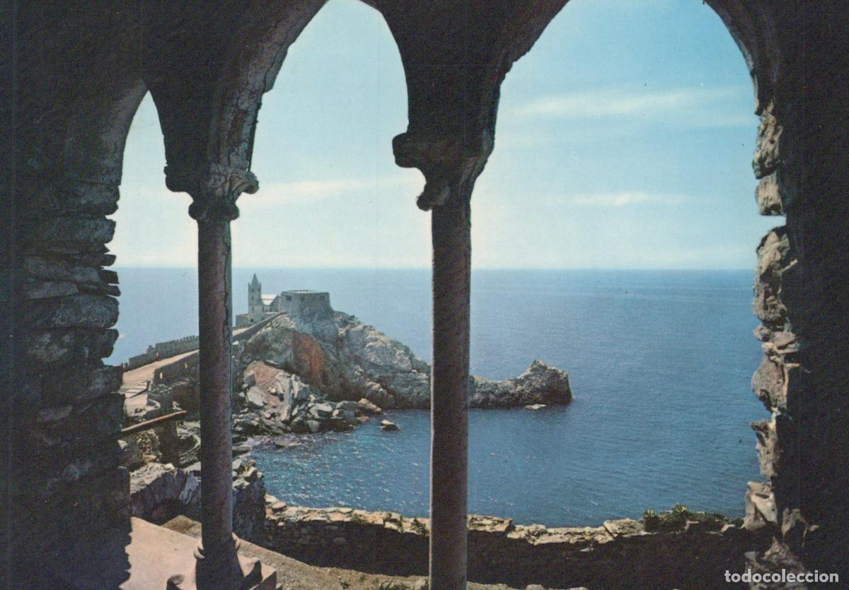 Postales: Italy Portovenere View of IL Faraglione From Arched Window *YAP402