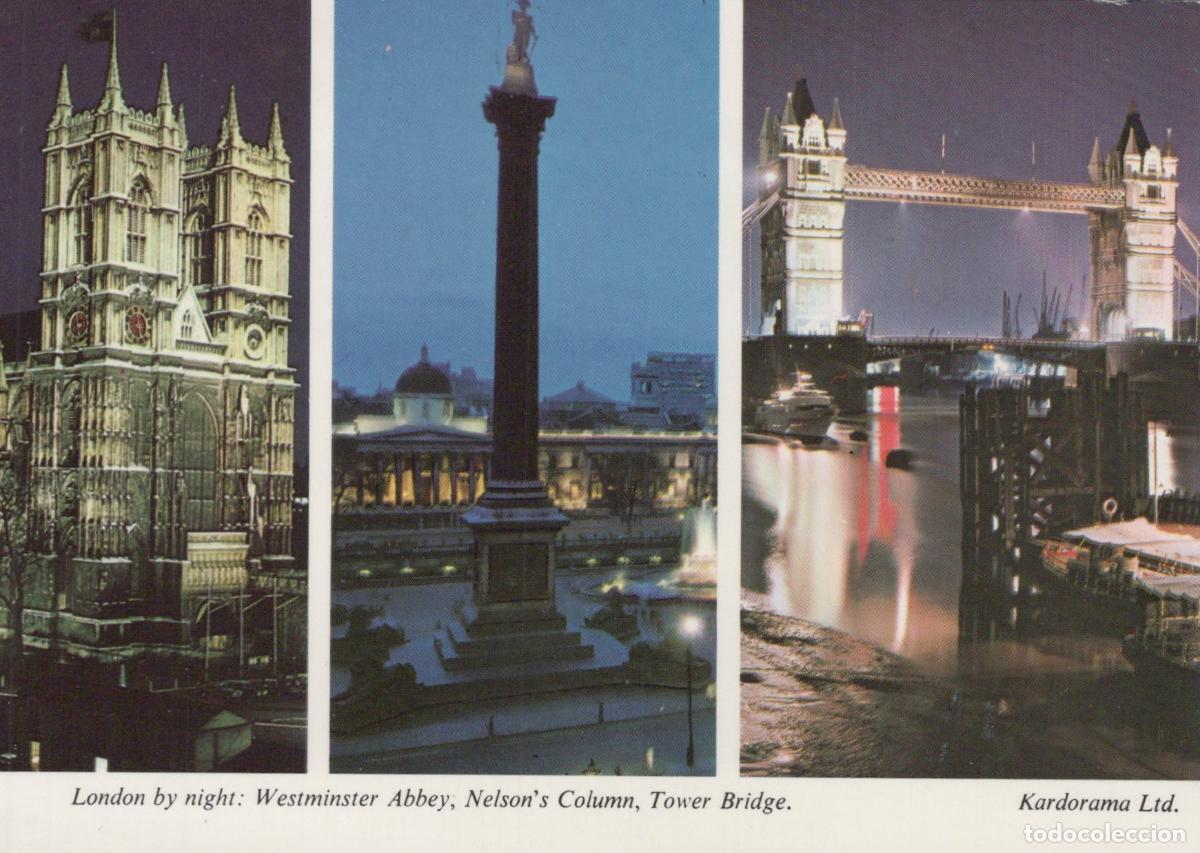 Postales: United Kingdom London By Night Westminster Abbey Nelson S Column Tower *YAP414