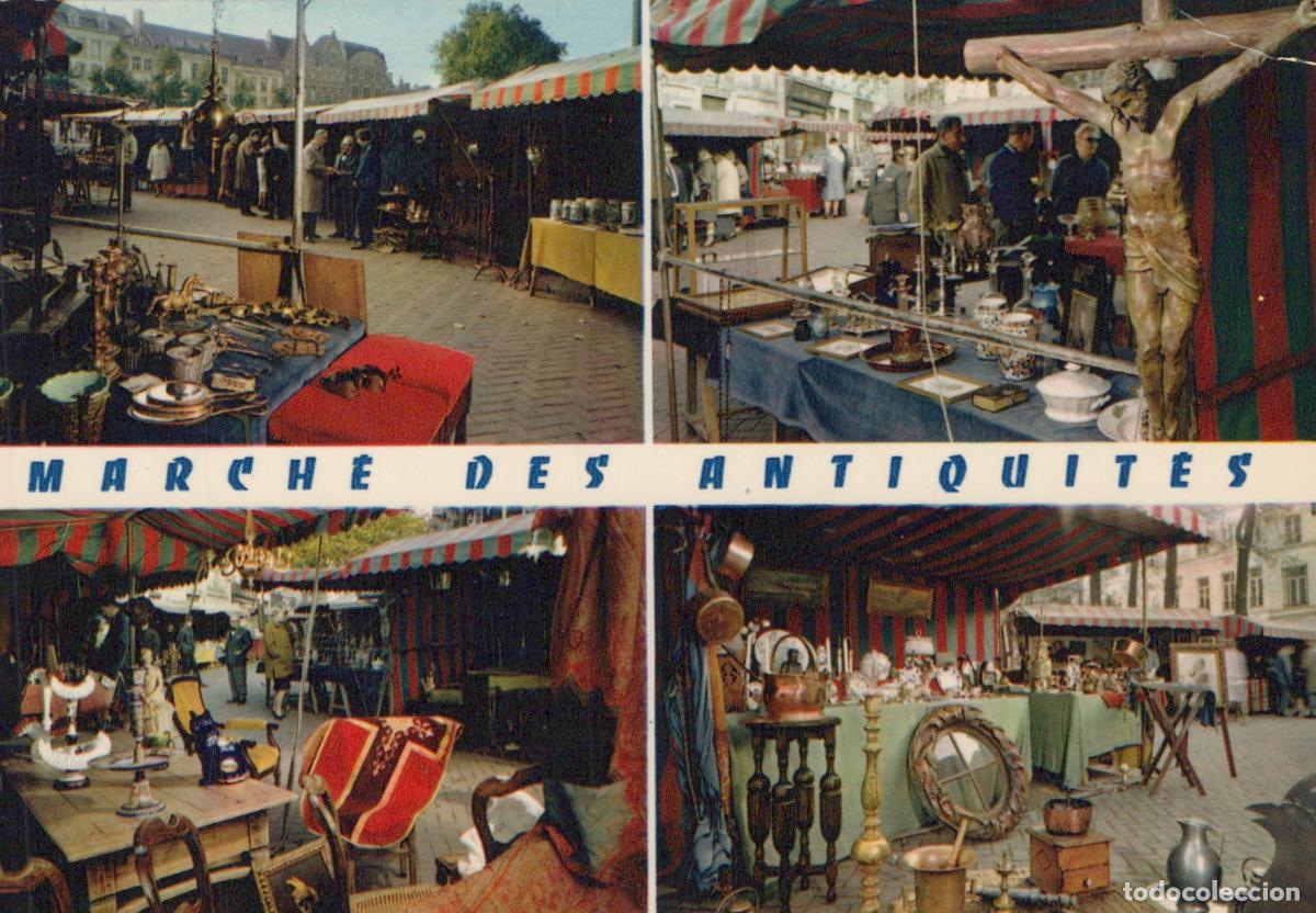 Postales: Belgium Brussels Sablon Antique Market People Stalls Crucifix Unposted *YAP708