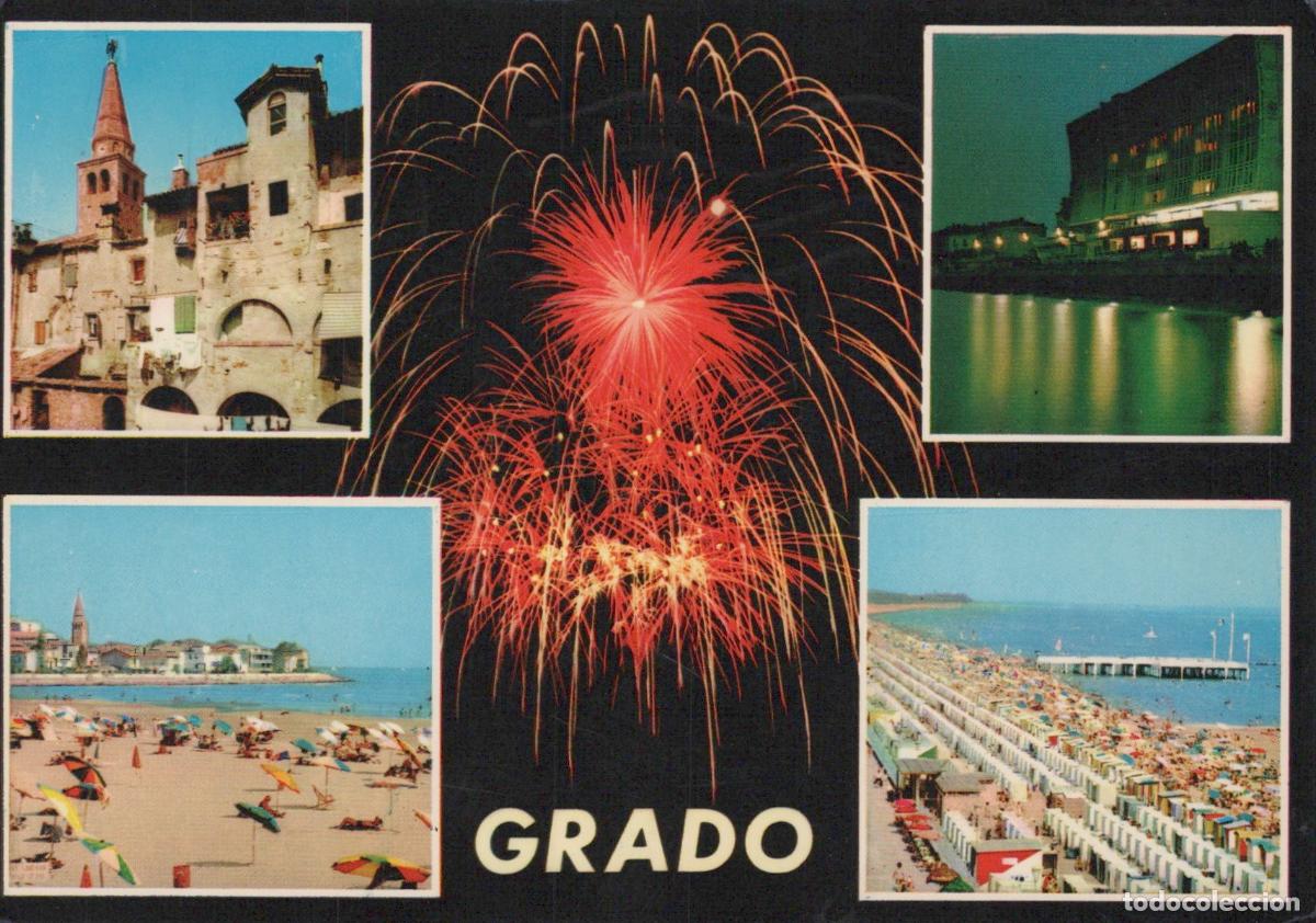 Postais: Italy Grado Fireworks Beach Resort Town Architecture Night View *YAP745