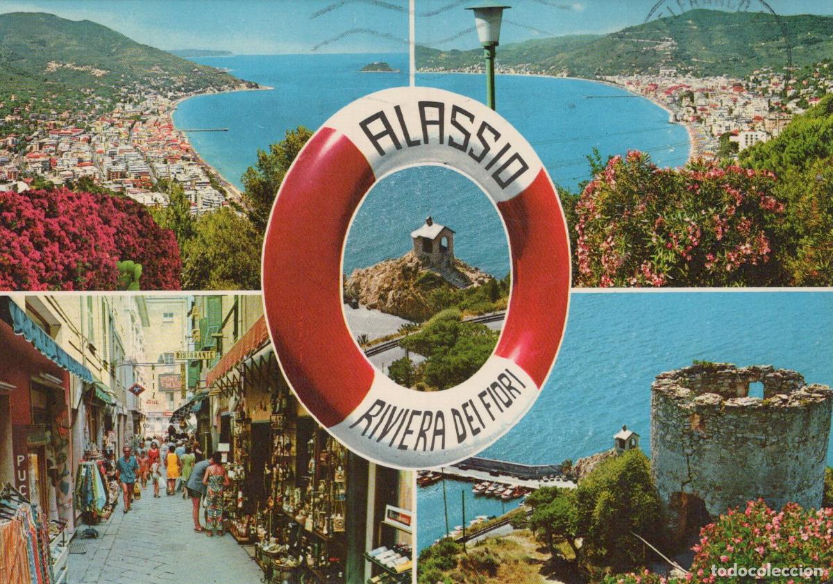 Postais: Italy Alassio Riviera Dei Fiori Coastal Town Street Scene Lighthouse *YAP750
