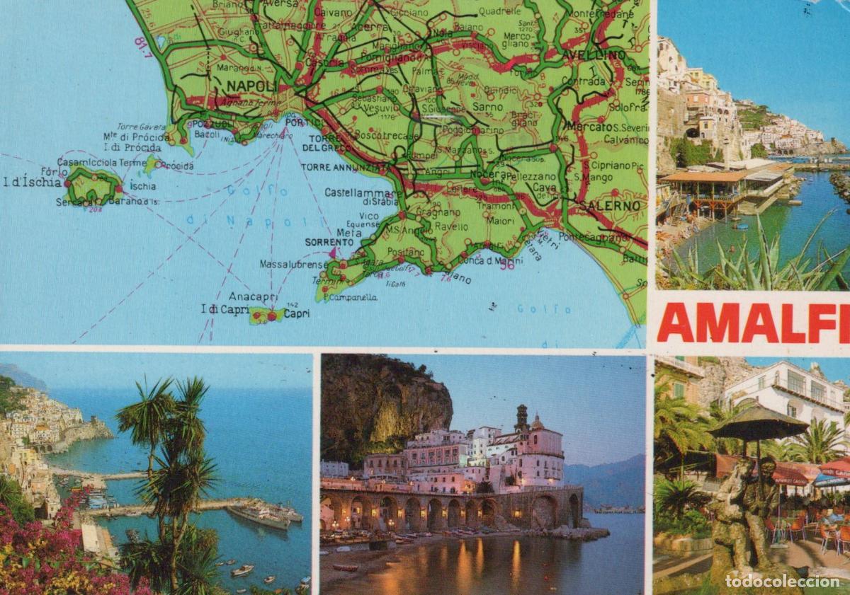 Cartes Postales: Italy Amalfi Coast Map and Views Coastal Town Seaport *YAP452