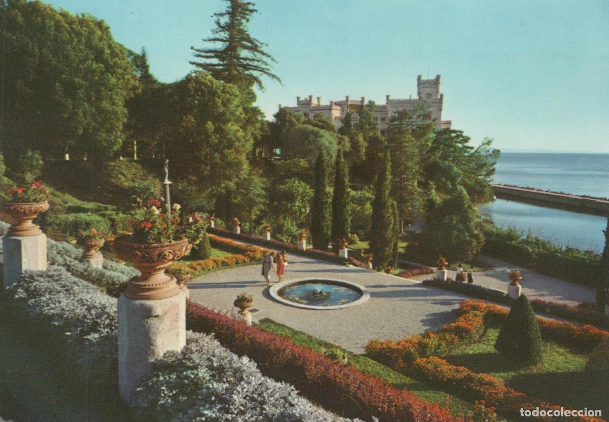 Postales: Italy Trieste Miramare Castle Park Gardens Fountain Vintage Unposted *YAP522