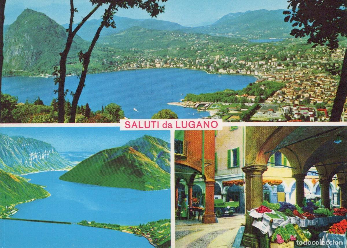 Postais: Switzerland Lugano Lake Melide Bridge Market Square Multi View Unposted *YAP532