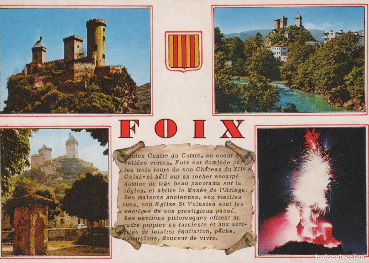 Postais: France Foix Castle and Ari&egrave;ge River With Fireworks Display Unposted *YAP546