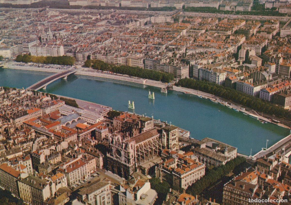 Postcards: France Lyon Aerial View St John S Cathedral Saone River Bridges Unposted *YAP968