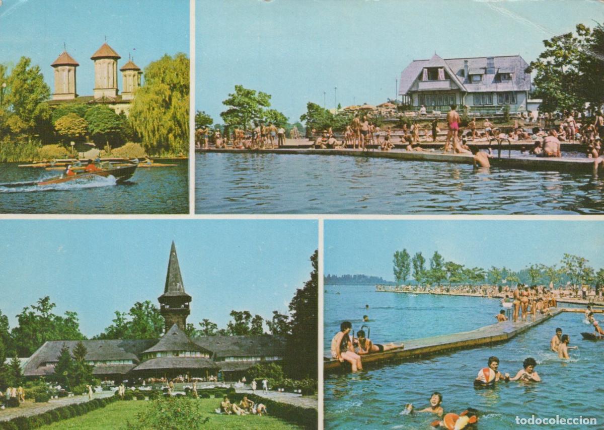 Postcards: Romania Snagov Monastery Beach Lake Tourist Complex 1970s Unposted *YAP985