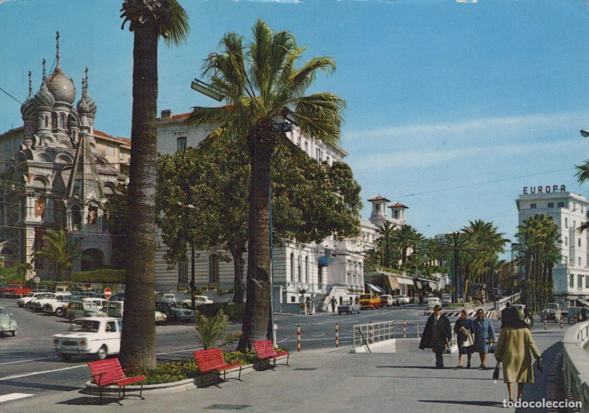 Postcards: Italy San Remo Imperatrice Promenade With Palm Trees and Europa Building *YAP611
