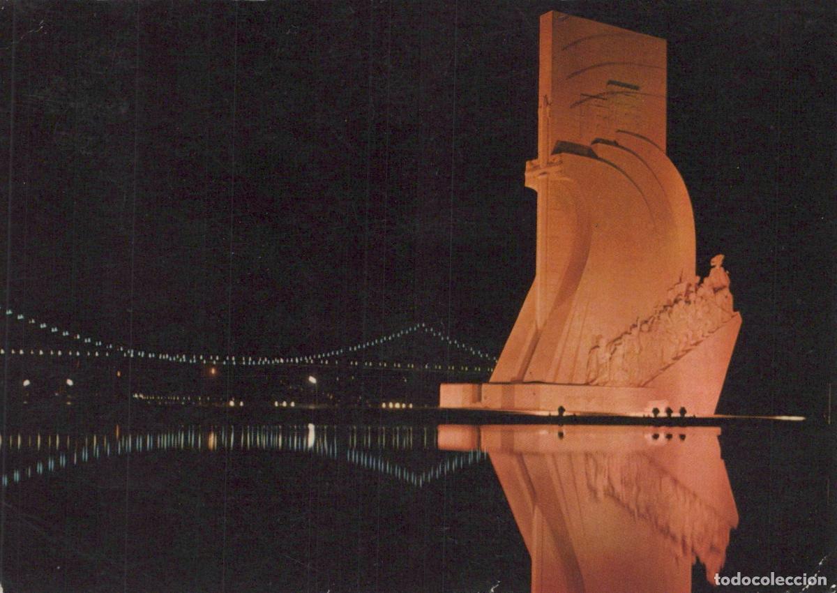 Postcards: Portugal Lisbon Monument To the Discoveries At Night With Bridge *YAP672