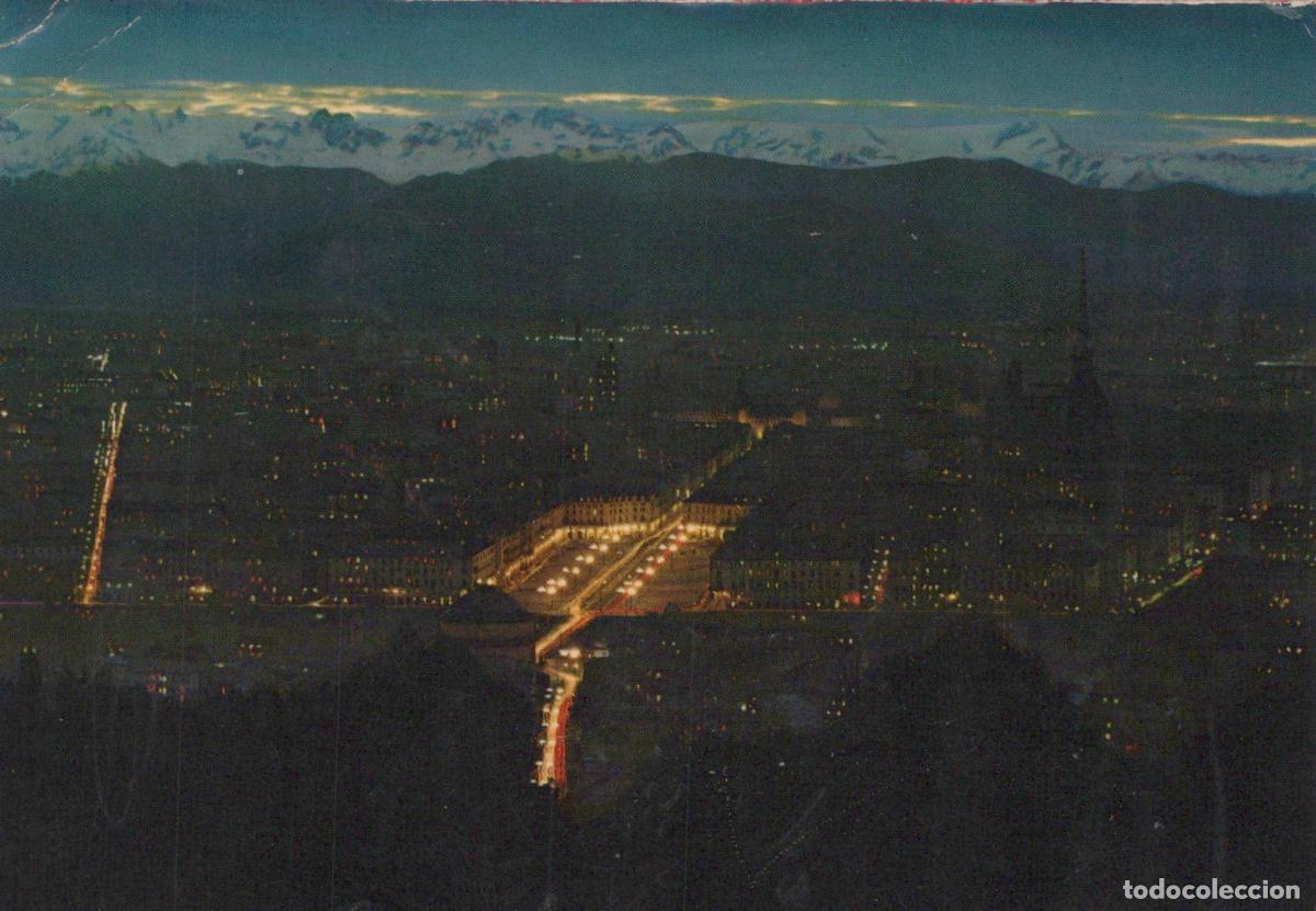 Postcards: Italy Turin Night View Cityscape With Alps Mountains in Background *YAP696
