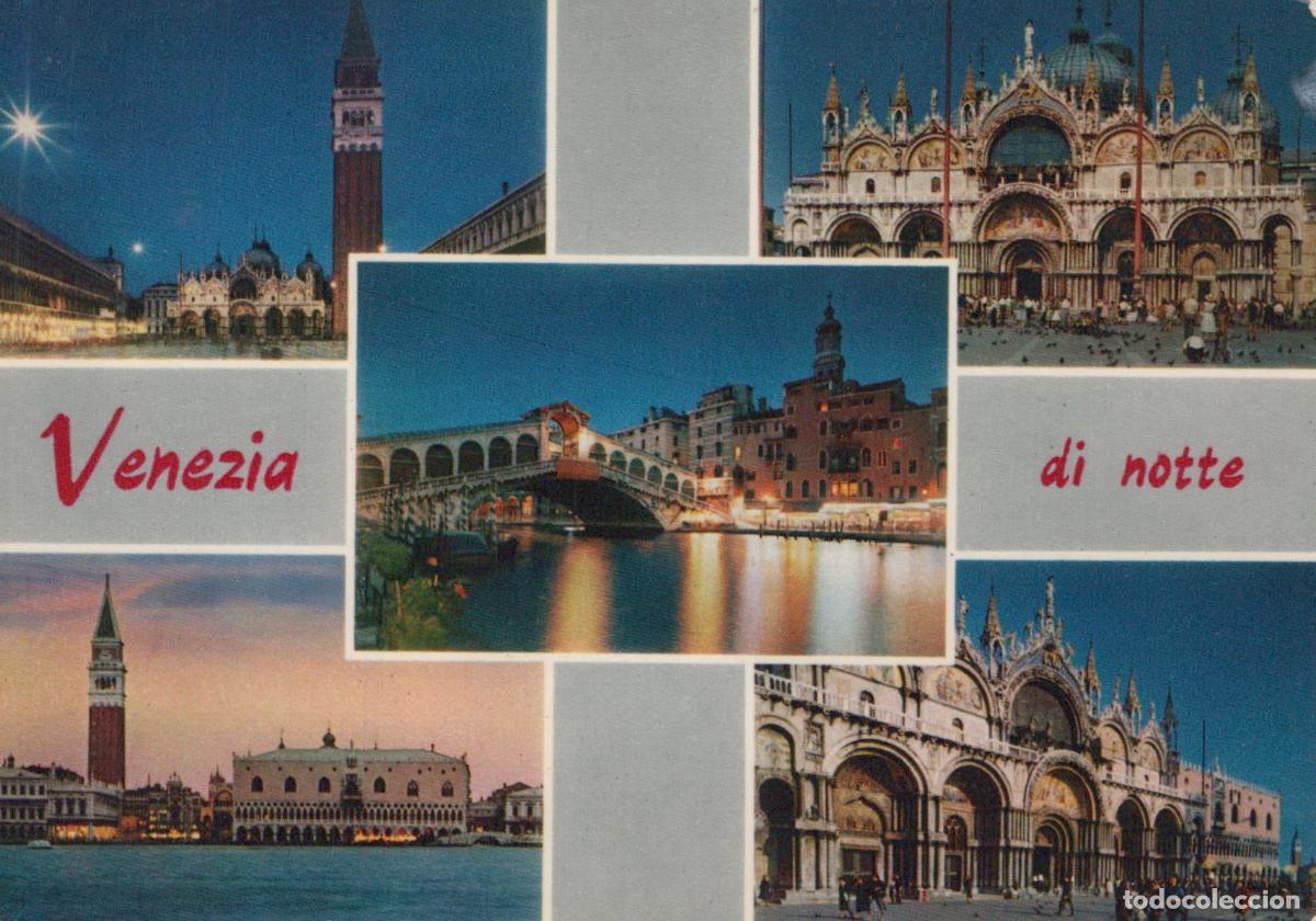Cartes Postales: Italy Venice By Night Collage St Mark S Square Rialto Bridge Grand Canal *YAP702