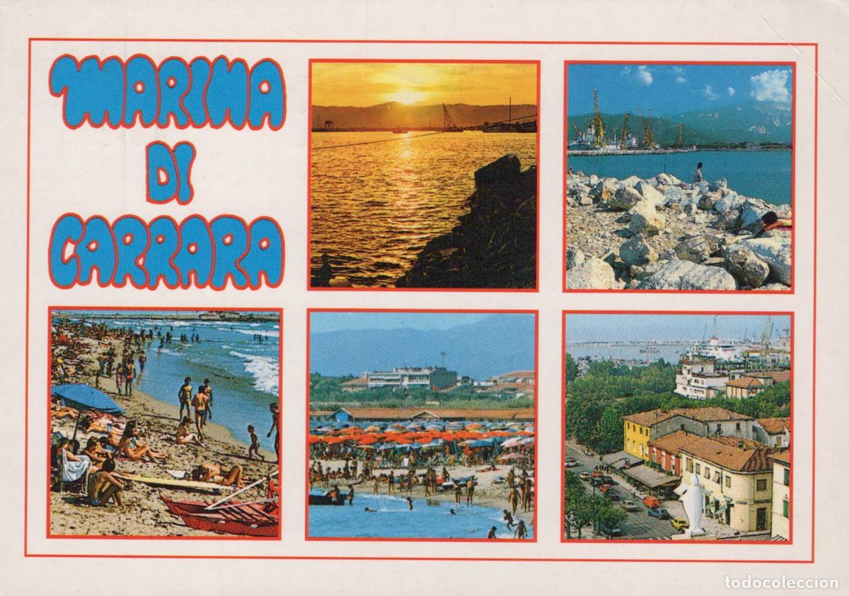 Postcards: Italy Marina DI Carrara Multi View of Beaches Sunset and Harbor *YAP759