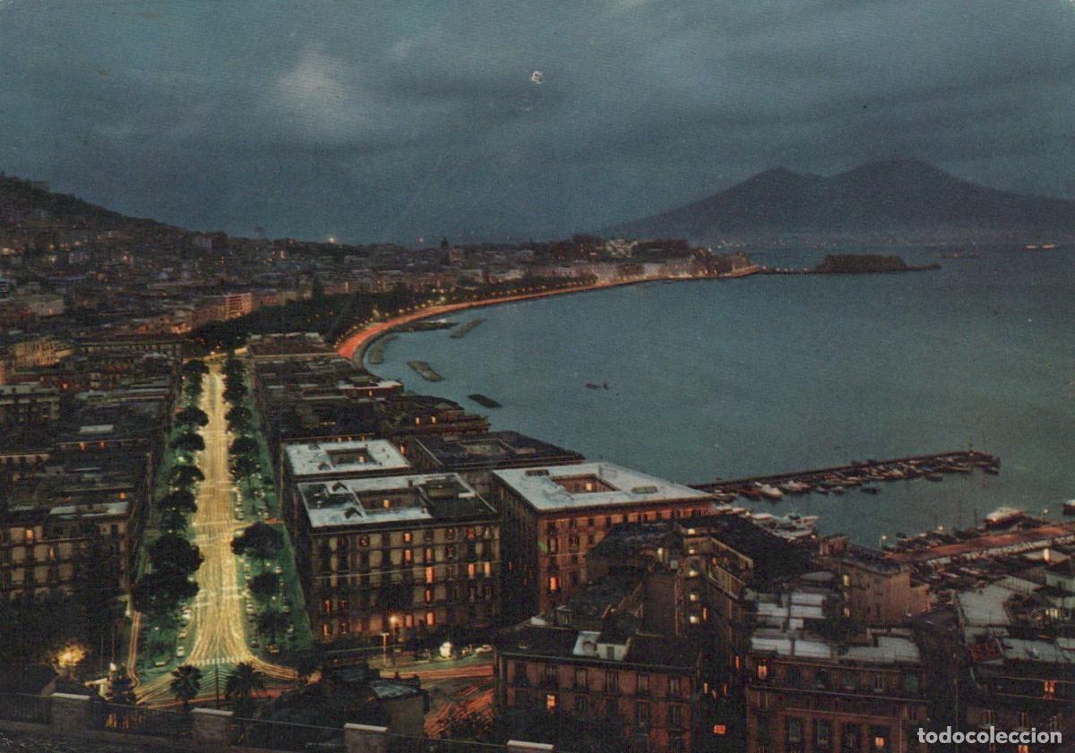 Postcards: Italy Naples Night View of Cityscape Bay and Mount Vesuvius *YAP769