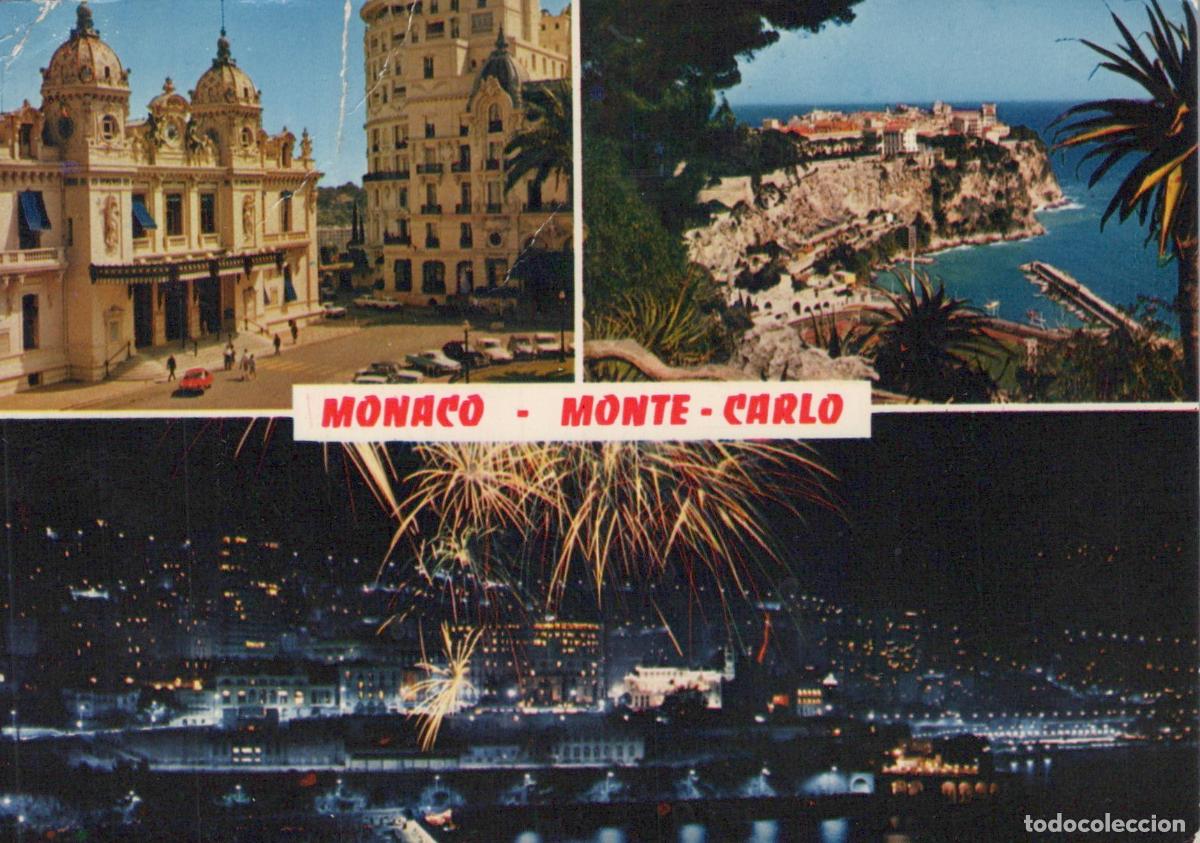 Postales: Monaco Monte Carlo Casino Fireworks Cityscape Aerial View *YAP857