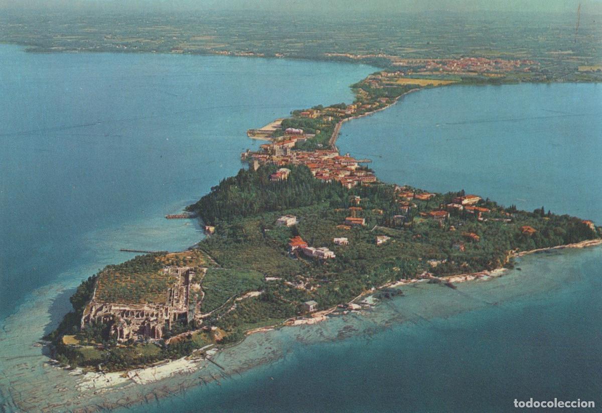 Postales: Italy Sirmione Lake Garda Aerial View of Town and Roman Ruins Unposted *YAP869