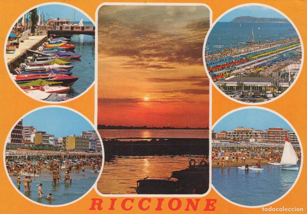 Postales: Italy Riccione Multi View Sunset Beach Boats Architecture *YAP912