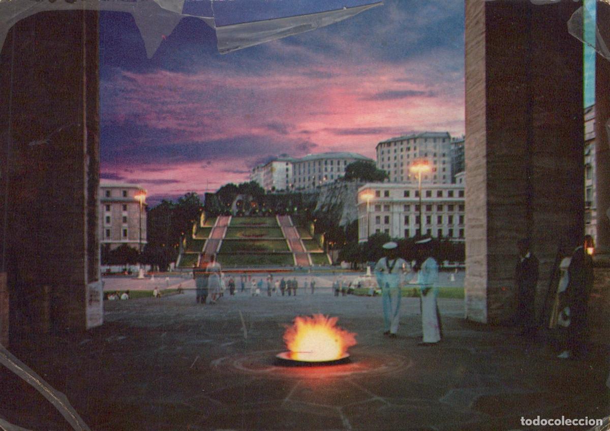 Postales: Italy Genoa Monument To the Dead Eternal Flame Purple Sunset *YAP941