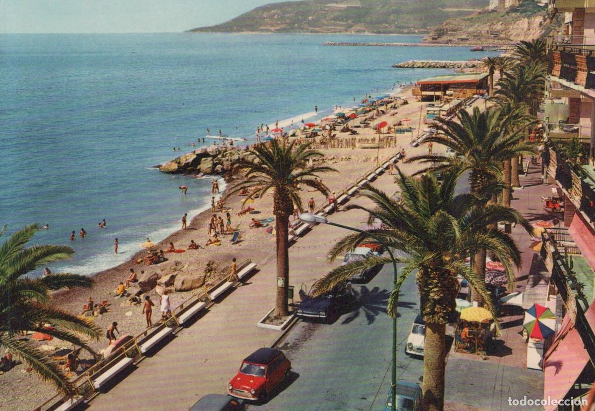 Postales: Italy Ventimiglia Beach Promenade With Palm Trees and Bathers Unposted *YAP957