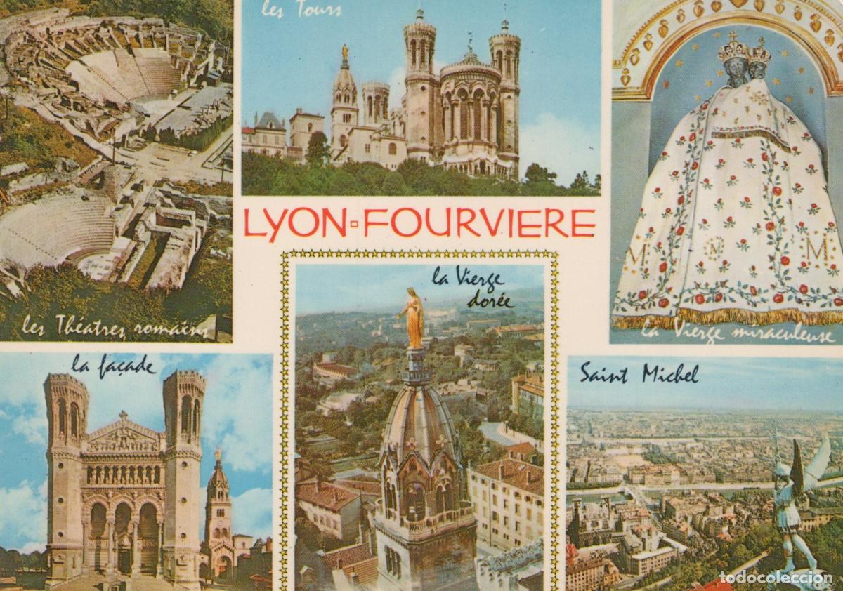 Postales: France Lyon Fourviere Basilica Roman Theatres Golden Virgin Unposted *YAP966